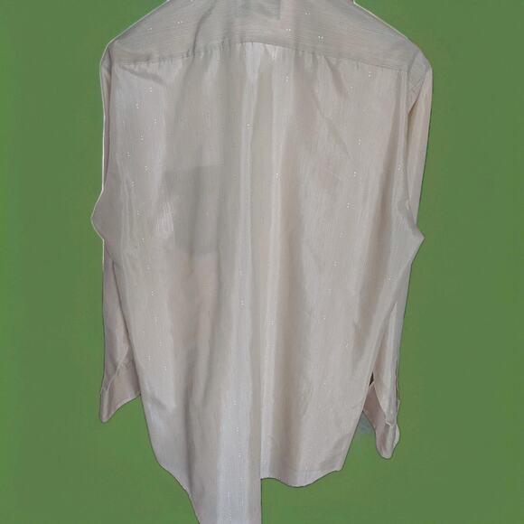 Disco Shimmer Stripe Vintage 70s Challenger Men’s Shirt Beige Stripe Long Sleeve - Picture 7 of 10